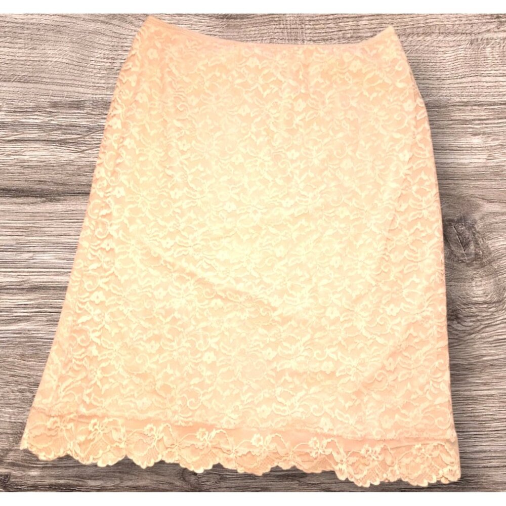 Blush Peach Floral Lace Lined Slip Delicate Feminine Coquette Lingerie - Picture 2 of 8